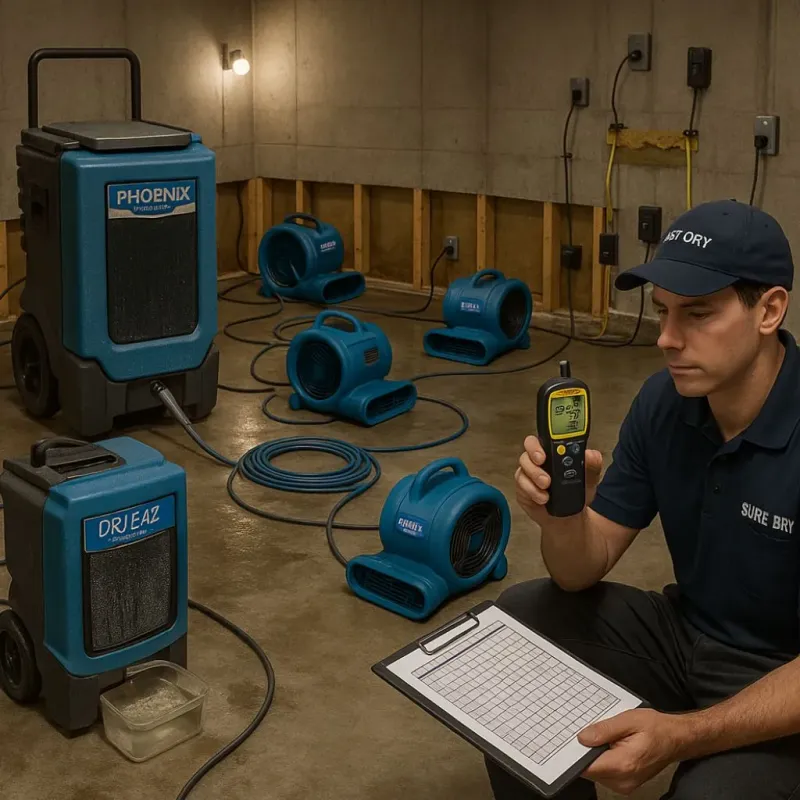 Structural Drying and Dehumidification process in Claycomo, MO